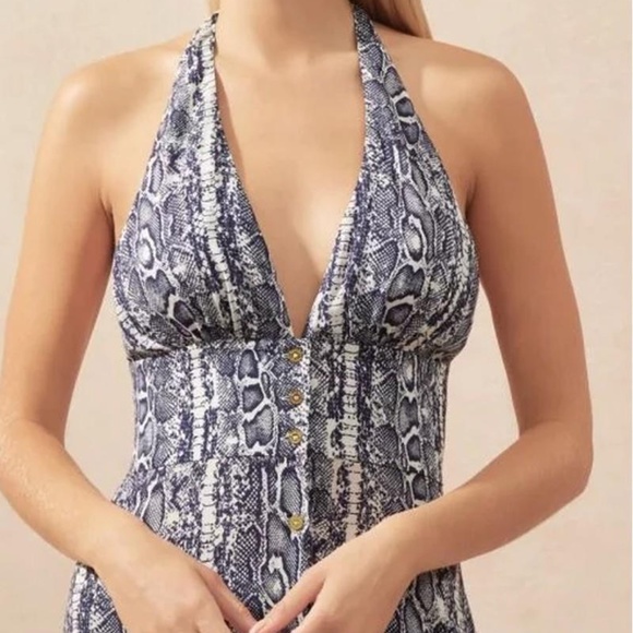 Heidi Klein Kenya Snake Print Halterneck Maxi Dess M NWT